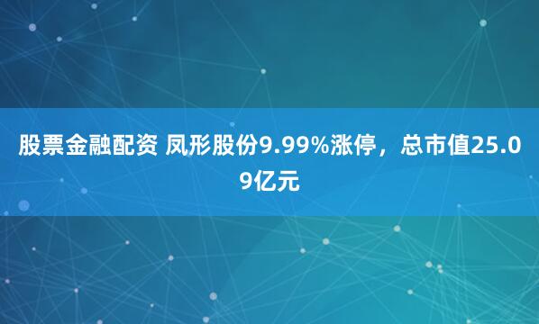 股票金融配资 凤形股份9.99%涨停，总市值25.09亿元